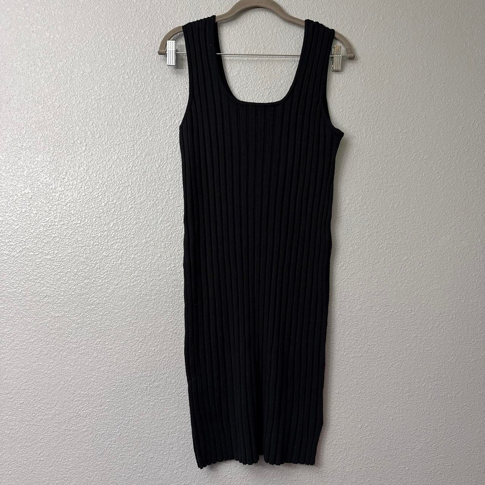 A New Day Black Ribbed Bodycon Mini Dress with Square Neckline